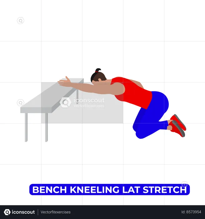 Man Doing Bench Kneeling Lat Stretch  Illustration