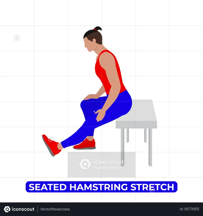 Man Doing Bench Seated Hamstring Stretch  Illustration