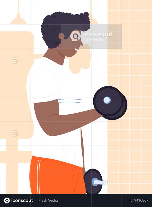 Man doing bicep workout  Illustration