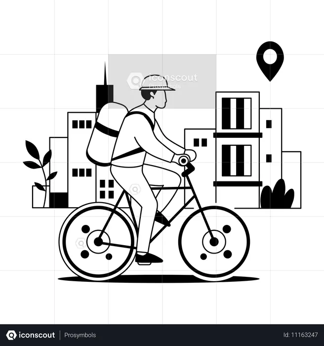 Man doing bicycle delivery  Illustration