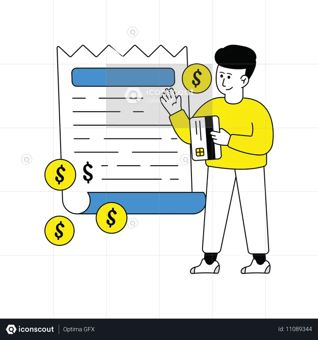 Man Doing Bill Payment via Card  Illustration