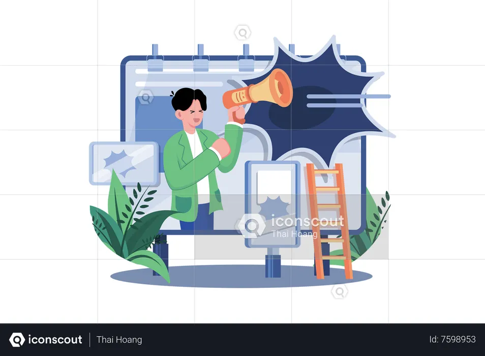 Man doing billboard advertisement  Illustration