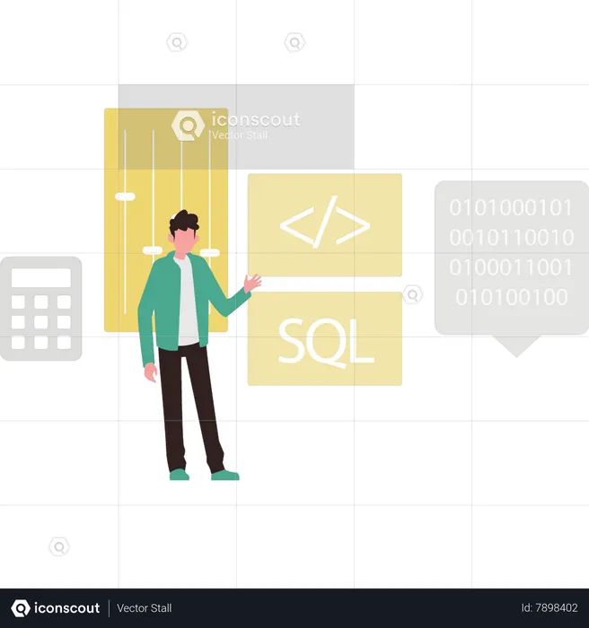 Man doing binary coding  Illustration