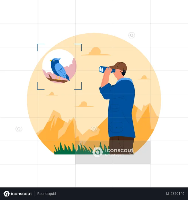 Man doing bird photography  Illustration