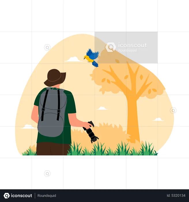 Man doing bird watching  Illustration