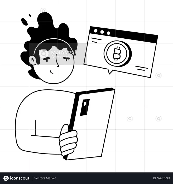 Man doing Bitcoin Trading  Illustration