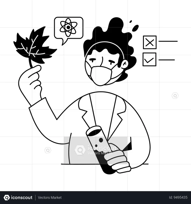 Man doing Botanical Research  Illustration