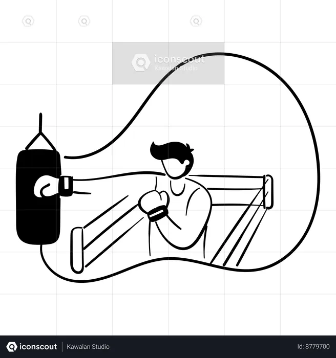 Man doing boxing workout  Illustration