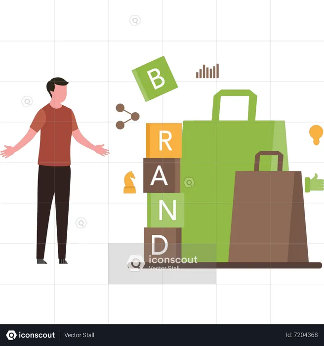 Man doing brand marketing  Illustration