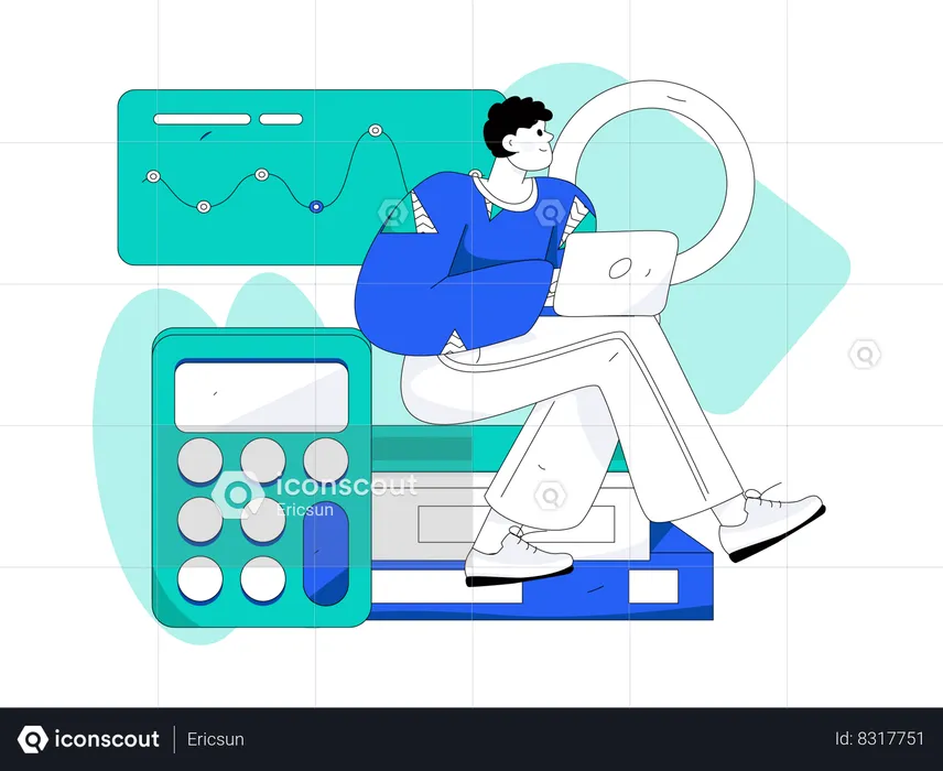 Man doing budget analysis  Illustration