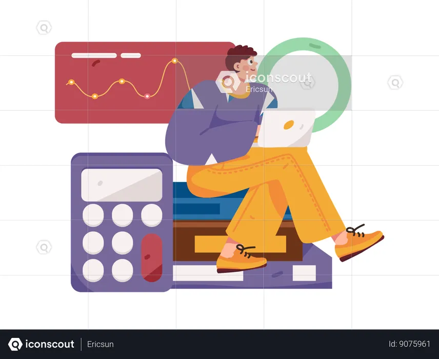 Man doing budget analysis  Illustration