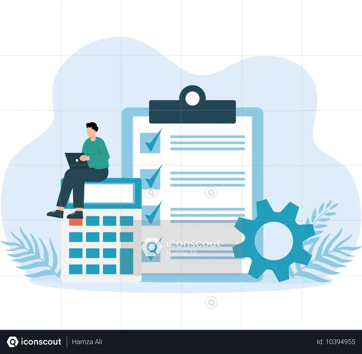 Man doing Budget Calculation  Illustration