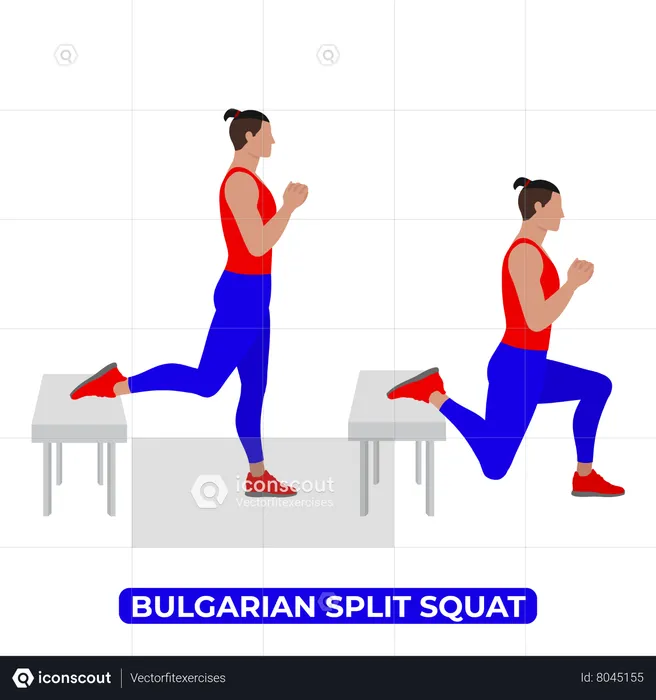 Best Man Doing Bulgarian Split Squat Exercise Illustration download in ...