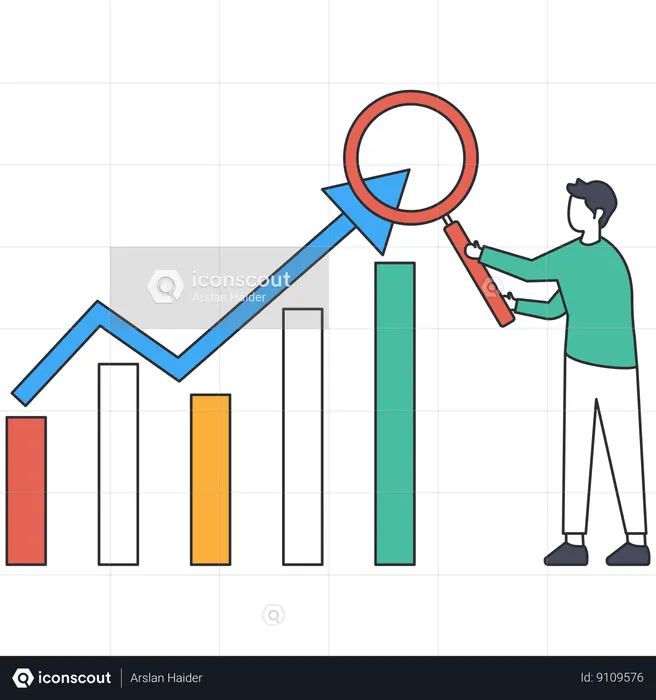 Man doing Business Analysis  Illustration