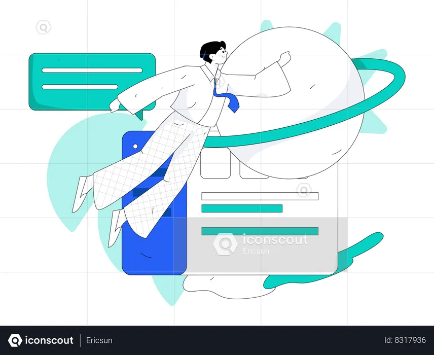 Man doing business analysis  Illustration