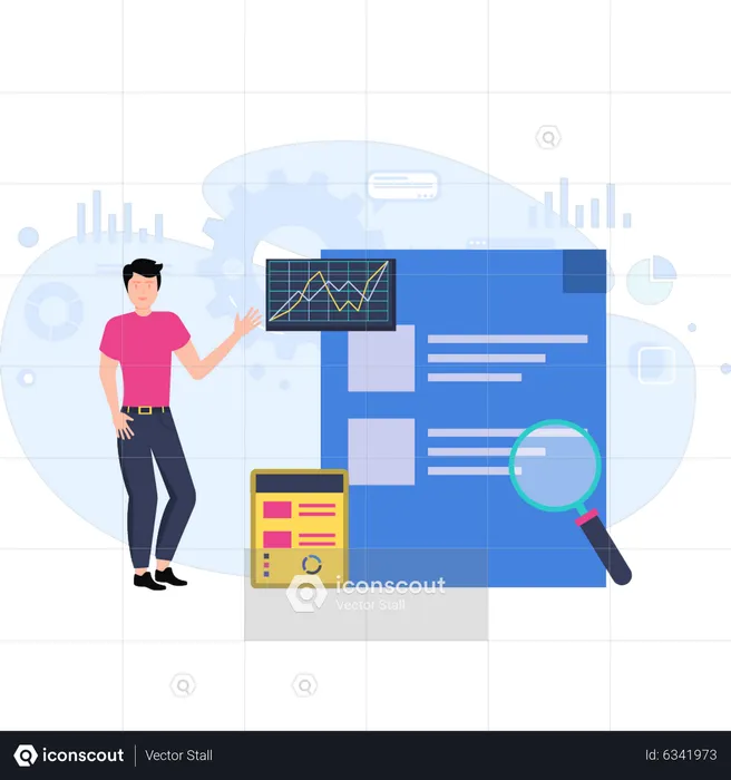 Man doing business analysis  Illustration