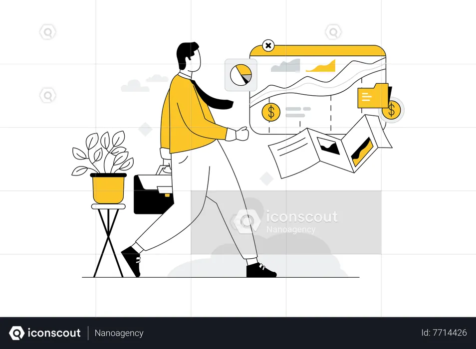 Man doing Business Data Custodian  Illustration