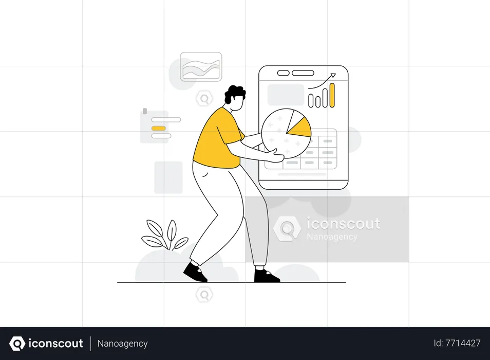Man doing Business Data Sorting  Illustration