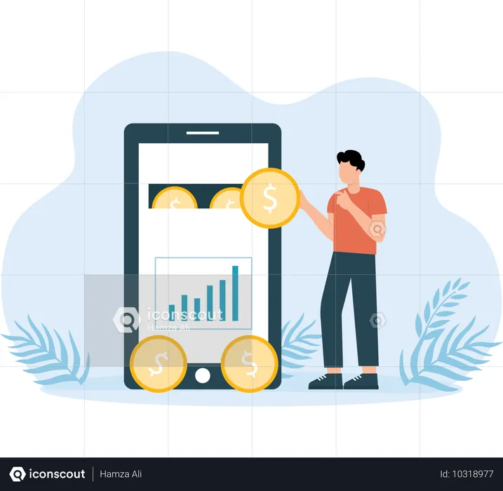 Man doing Business Investment  Illustration