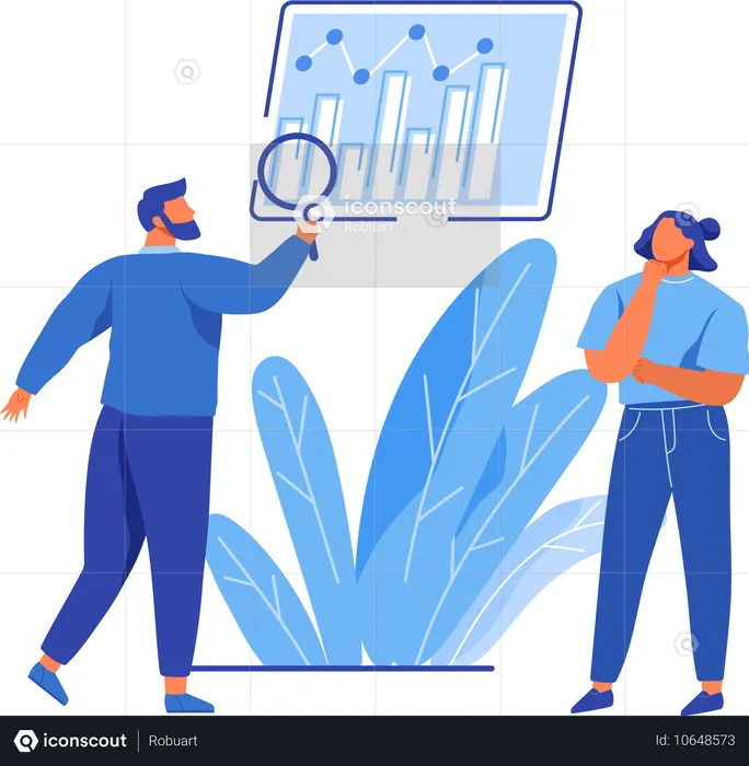 Man doing business research  Illustration