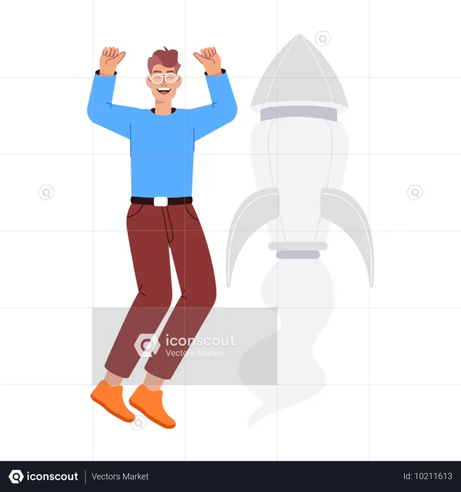 Man Doing Business Startup  Illustration