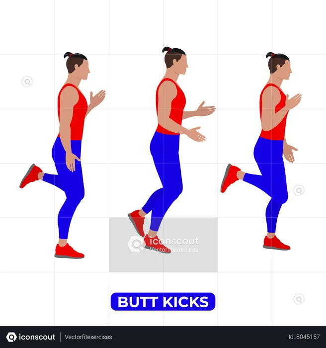 Man Doing Butt Kicks Exercise  Illustration