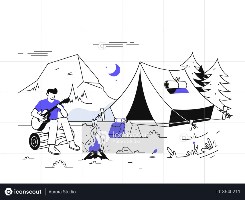 Man doing camping  Illustration