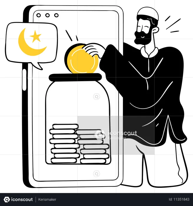 Man doing charity from Online Zakat  Illustration