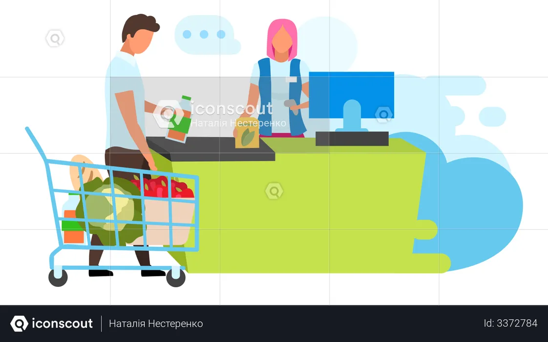 Man doing checkout at store  Illustration