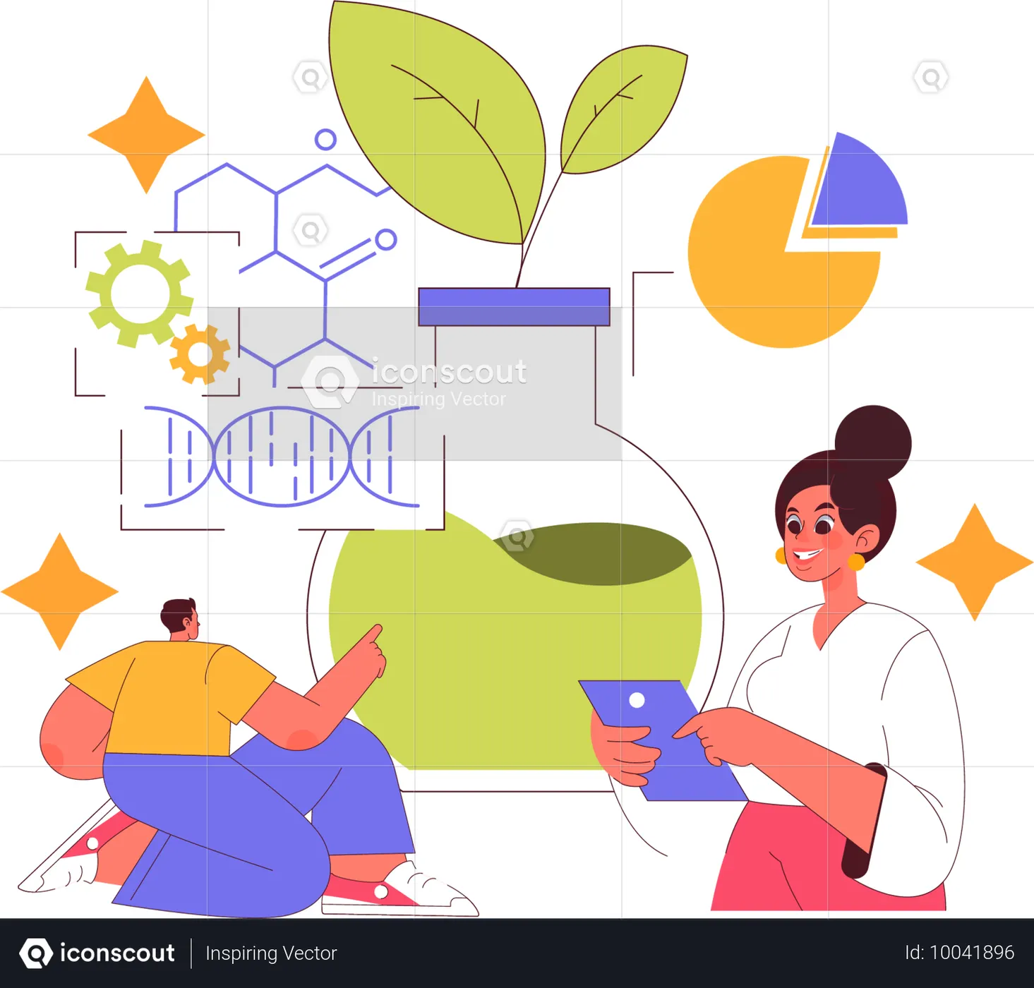 Man Doing Chemical Experiment In Chemistry Class Illustration Free