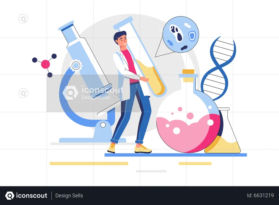 Man doing chemical research  Illustration