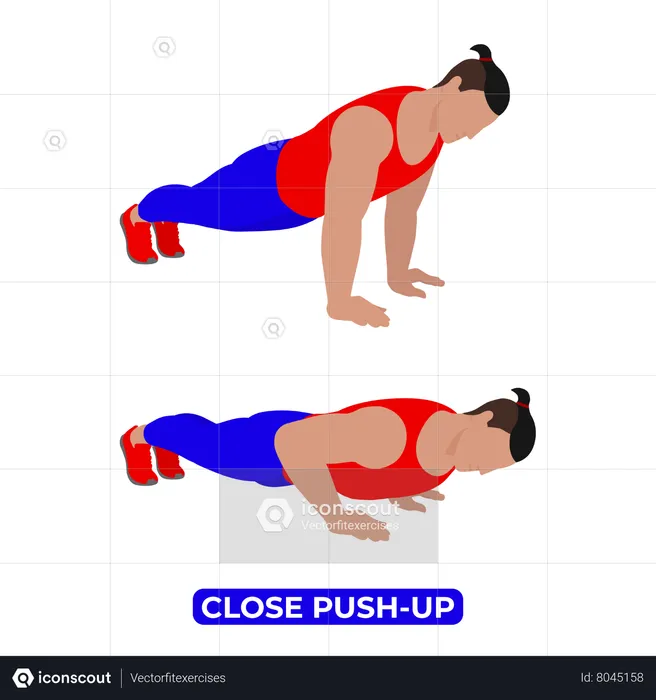 Man Doing Close Push Up Exercise  Illustration