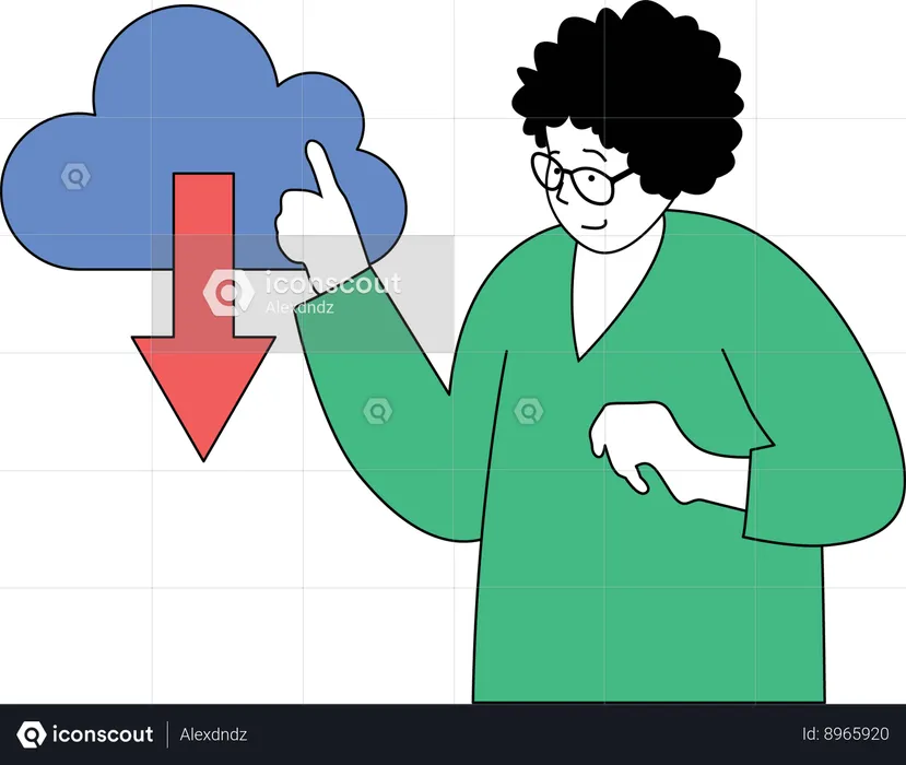 Man doing cloud download  Illustration