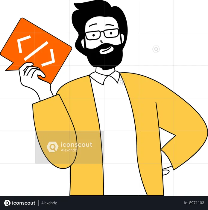 Man doing coding chat  Illustration