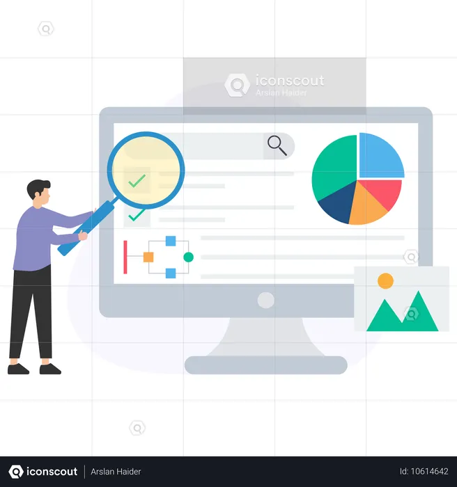 Man doing Company Analysis  Illustration