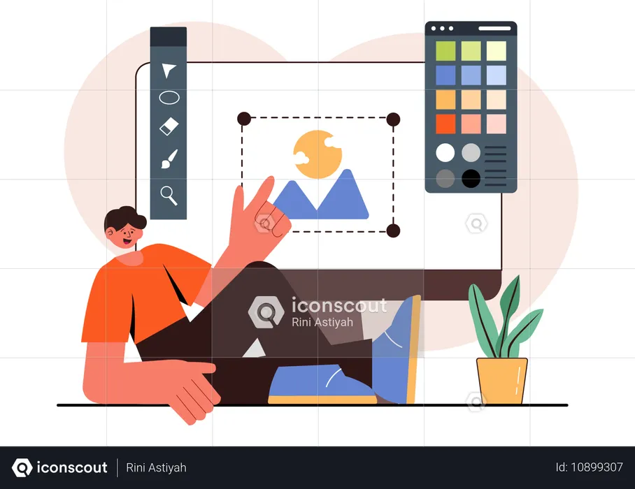 Man doing creative designing  Illustration