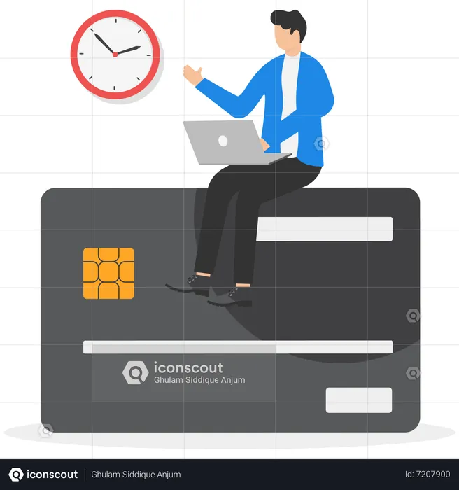 Man doing credit card payment on time  Illustration