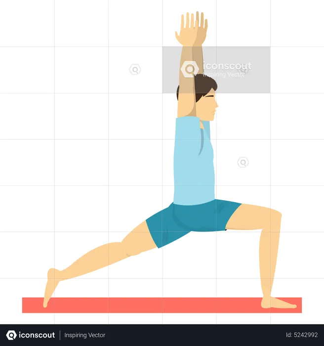 Man doing Crescent lunge yoga pose  Illustration