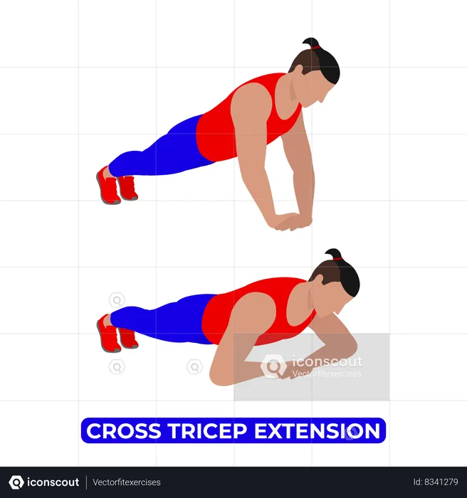 Man Doing Cross Triceps Extension Exercise  Illustration