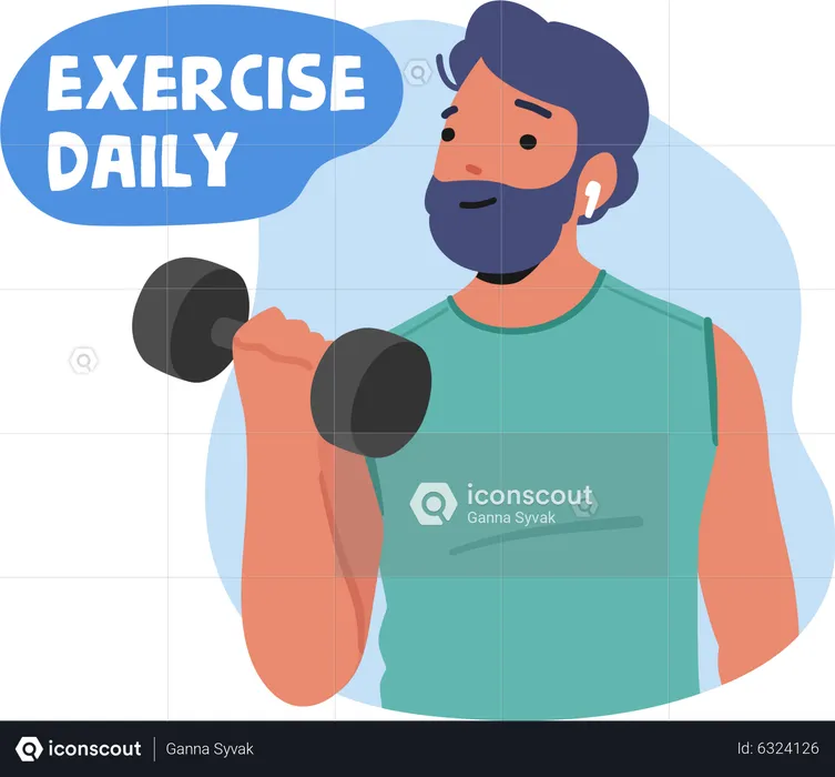 Man doing daily exercise  Illustration