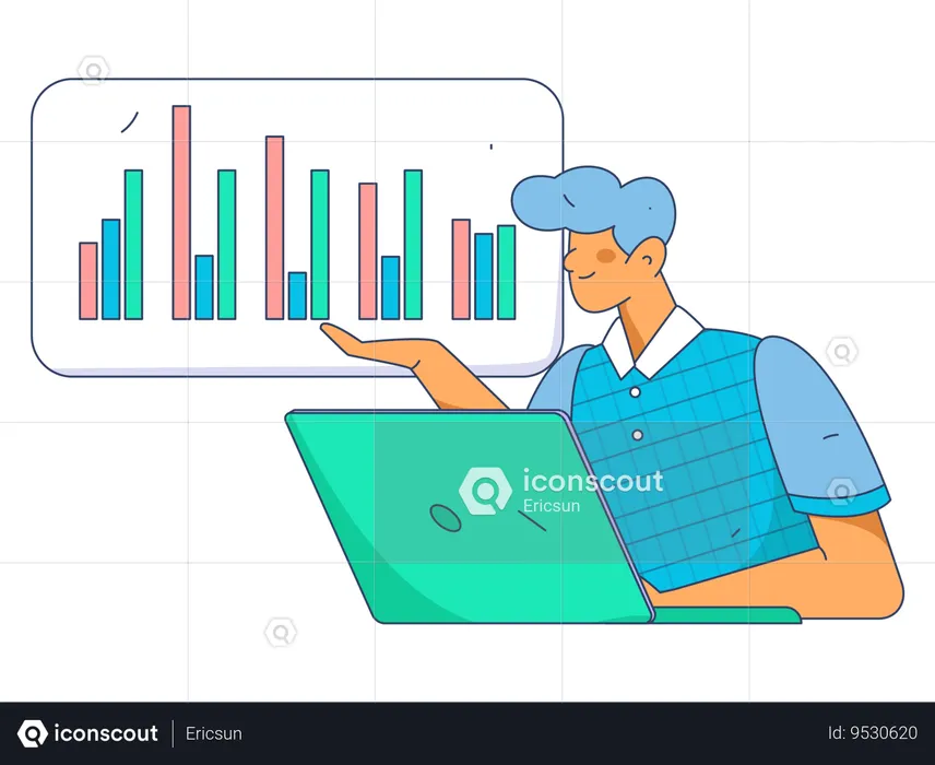Man doing data analysis  Illustration