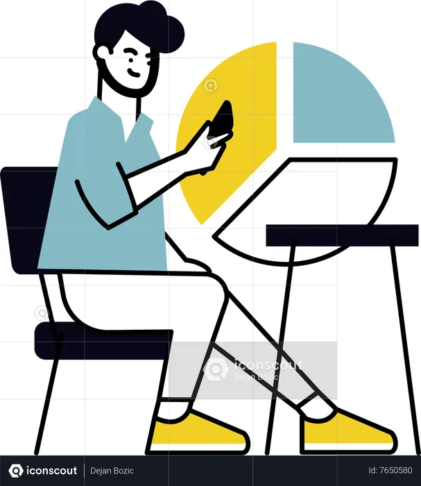 Man doing data analysis  Illustration