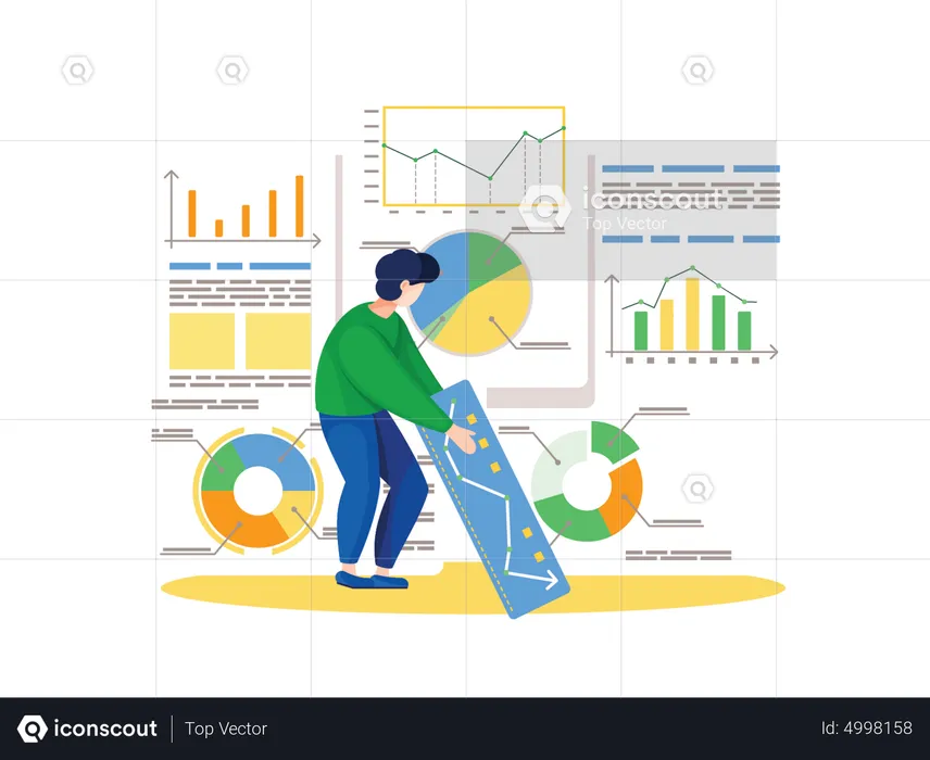 Man Doing Data Analysis  Illustration