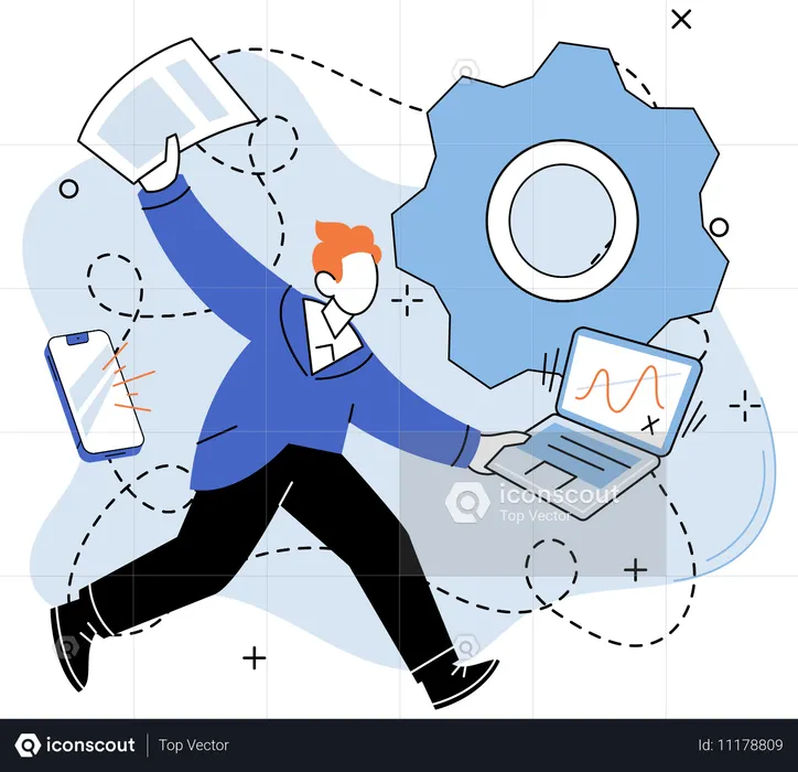 Man doing data analysis  Illustration