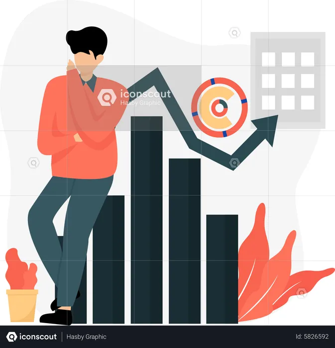 Man doing data analytics  Illustration