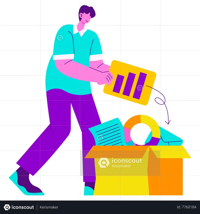 Man doing Data collection work  Illustration