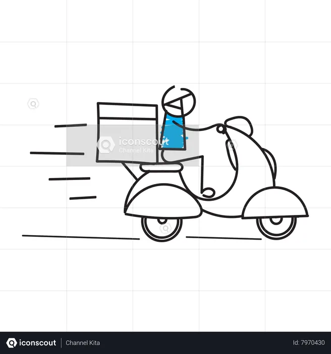 Man doing delivery on scooter  Illustration