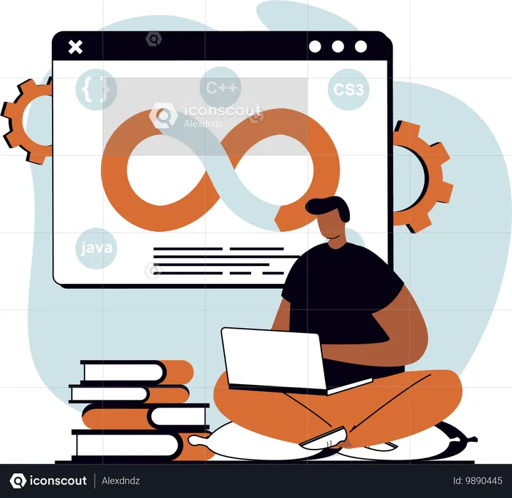 Man doing Devops coding  Illustration