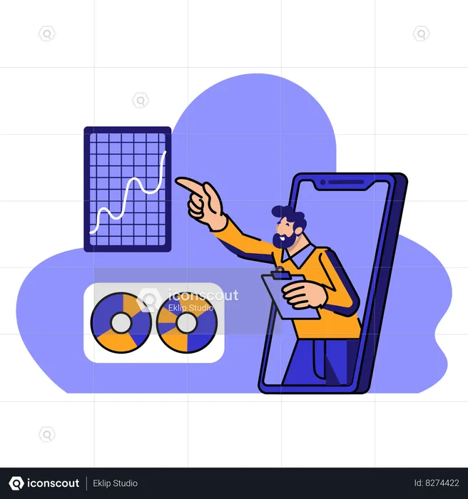 Man doing Digital business patterns monitoring  Illustration