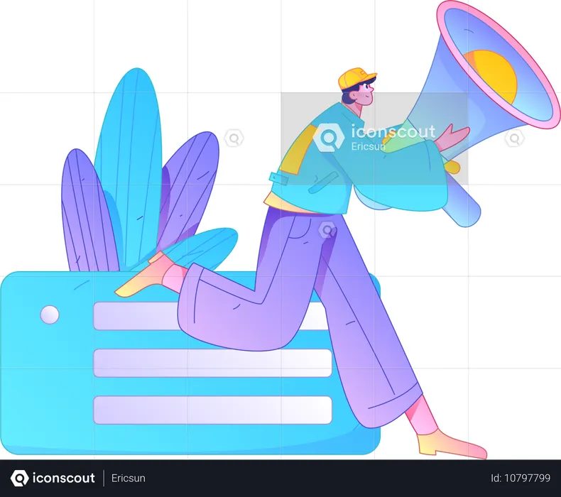 Man doing digital marketing  Illustration